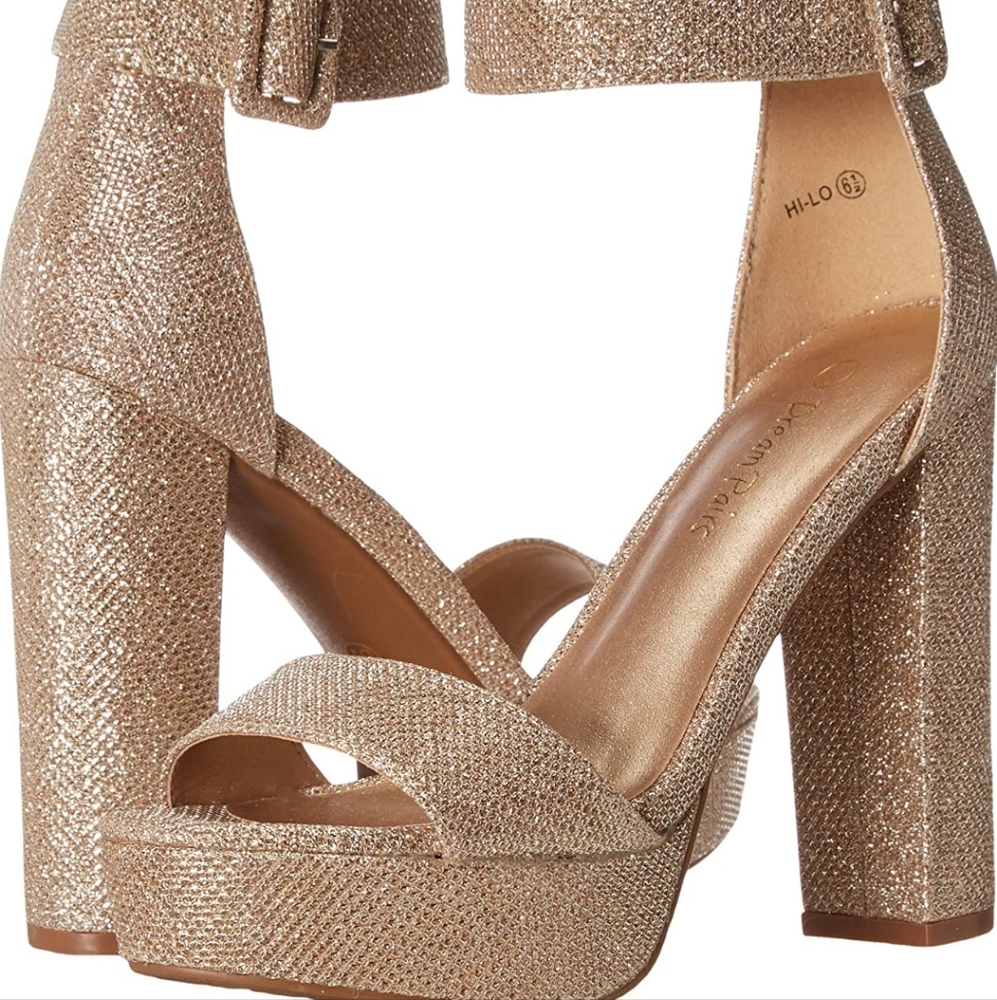 Gold Glitter Platform Pump